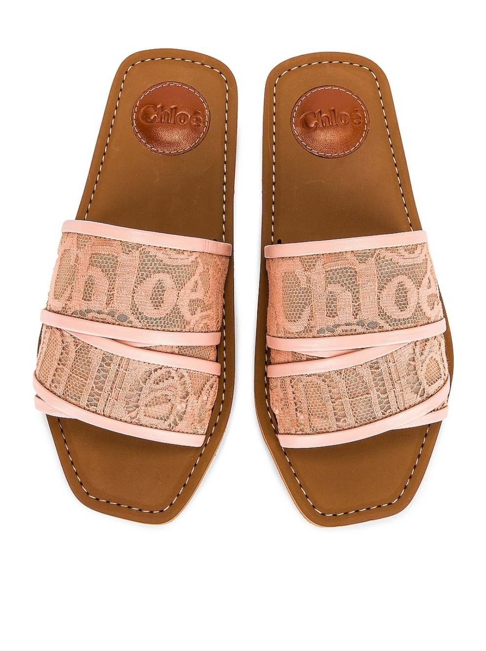 CHLOE Woody Lace Logo slides . Size 39 Runs To US 8